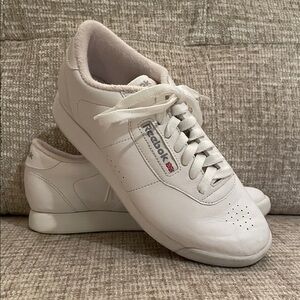 Retro ❤️ Reebok Women's Classic Leather 80s Style White Sneakers, Like New!  7